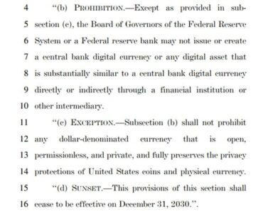 A US Senate bill seeks to block the Fed from issuing CBDCs A US Senate bill seeks to block the Fed from issuing CBDCs