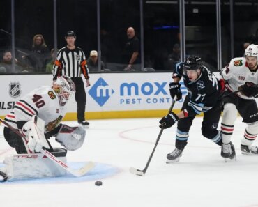Arvid Soderblom recorded the first shutout as the Blackhawks beat Mammoth. Arvid Soderblom recorded the first shutout as the Blackhawks beat Mammoth.