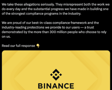 Binance has condemned the US Senate investigation into Iran based on defamatory reports
