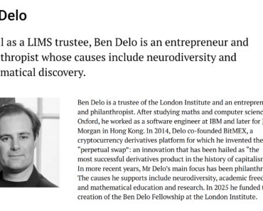 BitMEX founder Ben Delo has pledged $27 million to the London Institute of Mathematics
