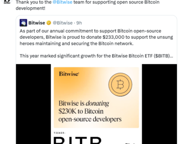 Bitwise Makes Latest Donation to Open Bitcoin Devs
