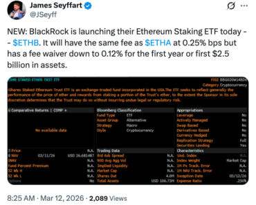 BlackRock Staked Ethereum ETF begins offering its yield