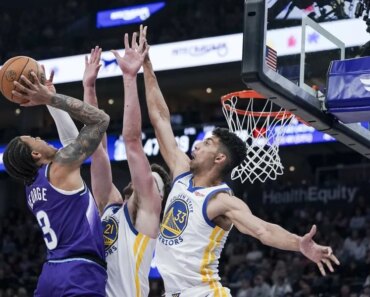 Blake Hinson’s 3-pointer gives the Jazz a win over the Warriors.