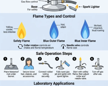 Bunsen burner guide: safe operation, flame control and laboratory applications