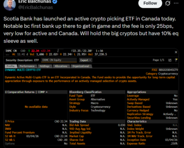 Canada’s Best Bank Launches Multi-Crypto ETF with BTC, ETH, SOL, XRP Canada’s Best Bank Launches Multi-Crypto ETF with BTC, ETH, SOL, XRP