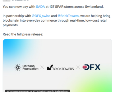 Cardano takes real-world checkout rails in 137 Swiss Spar stores