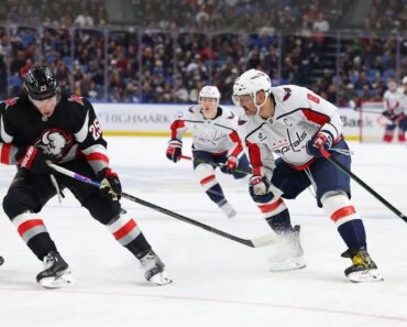Jakob Chychrun fired the game-winner as the Capitals ended the Sabers winning streak. Jakob Chychrun fired the game-winner as the Capitals ended the Sabers winning streak.