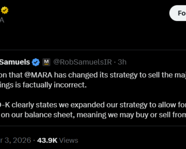 MARA clarifies Bitcoin strategy after 10-K misinterpretation