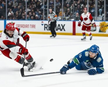 Nikolaj Ehlers’ hat trick put the Hurricanes past the Canucks.