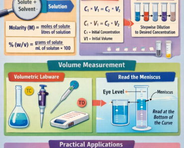 Preparation of solution, concentration and volume measurement in the laboratory