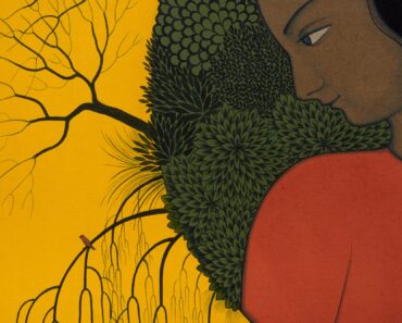 Rendered with hand paint, Lupi C. Tut’s warriors move toward belonging—huge