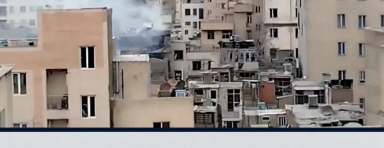 The video shows the streets of Tehran being destroyed