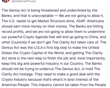 Trump is pressuring banks to agree with crypto companies on the draft market structure