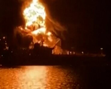 Two fuel tankers caught fire after attacks in Iraqi waters