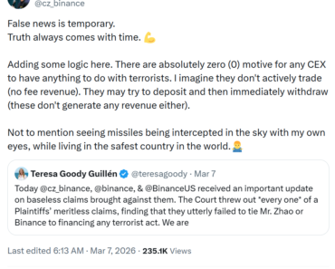 US court dismisses Binance, CZ’s terrorism financing lawsuit US court dismisses Binance, CZ’s terrorism financing lawsuit