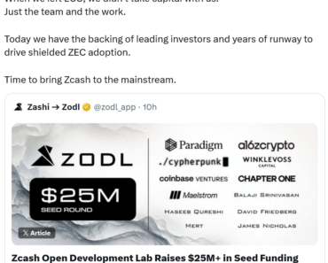 Zcash Devs raise $25 million from major VCs after ECC split