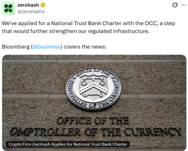 Zerohash is applying for a US National Trust Bank Charter